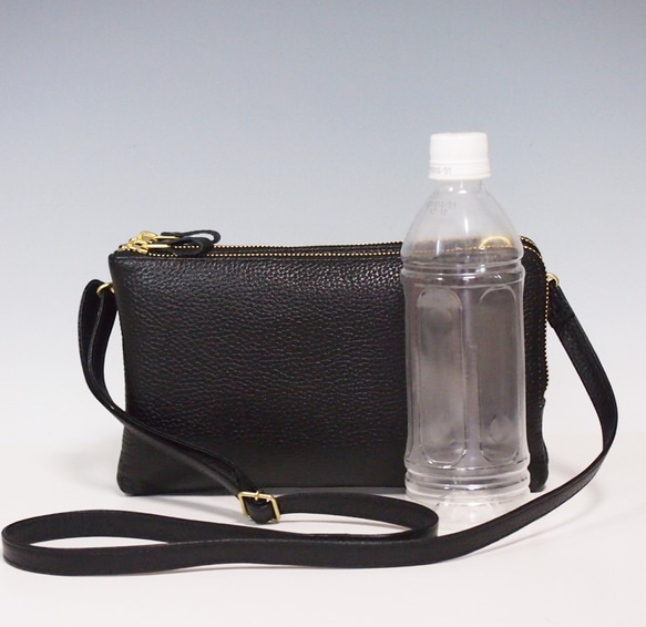 ★手工製作★日本製造★真皮★錢包式手拿包★斜挎包★L型拉鍊★黑色★智慧型手機 第6張的照片