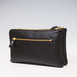 ★手工製作★日本製造★真皮★錢包式手拿包★斜挎包★L型拉鍊★黑色★智慧型手機 第9張的照片