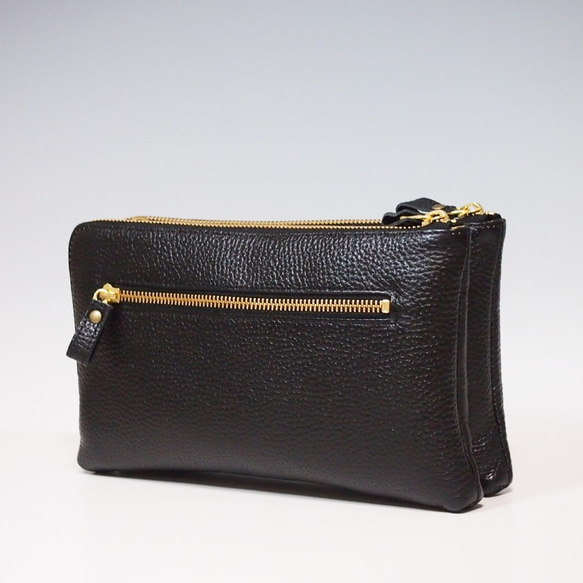 ★手工製作★日本製造★真皮★錢包式手拿包★斜挎包★L型拉鍊★黑色★智慧型手機 第9張的照片