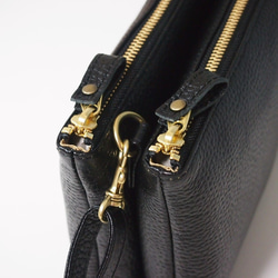 ★手工製作★日本製造★真皮★錢包式手拿包★斜挎包★L型拉鍊★黑色★智慧型手機 第10張的照片