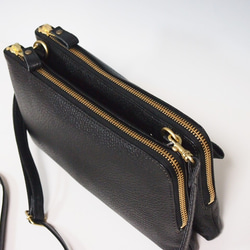 ★手工製作★日本製造★真皮★錢包式手拿包★斜挎包★L型拉鍊★黑色★智慧型手機 第8張的照片