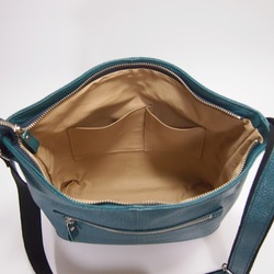 ★只今製作中★２月２０日前後の発送予定★日本製★本革★斜め掛けショルダーバッグ★ブルーグリーン色★Ａ４クリアファイル★ 9枚目の画像