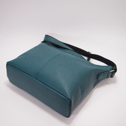 ★只今製作中★２月２０日前後の発送予定★日本製★本革★斜め掛けショルダーバッグ★ブルーグリーン色★Ａ４クリアファイル★ 4枚目の画像