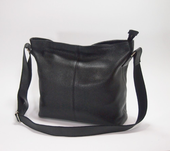 ★手工製作★日本製造★柔軟真皮★斜挎包★黑色★A4透明文件夾★ 第1張的照片