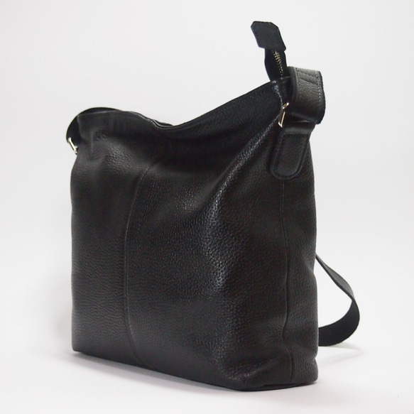 ★手工製作★日本製造★柔軟真皮★斜挎包★黑色★A4透明文件夾★ 第2張的照片