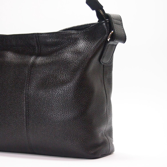 ★手工製作★日本製造★柔軟真皮★斜挎包★黑色★A4透明文件夾★ 第8張的照片