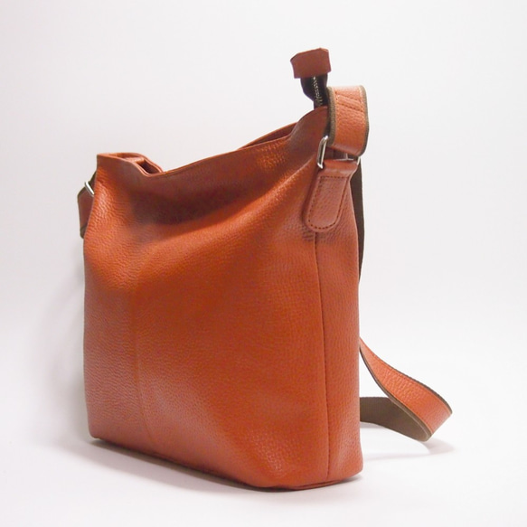 ★正在生產★預計4月20日左右發貨★日本製造★真皮★斜挎包★橙棕色★A4透明文件夾★ 第2張的照片