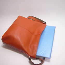 ★正在生產★預計4月20日左右發貨★日本製造★真皮★斜挎包★橙棕色★A4透明文件夾★ 第5張的照片