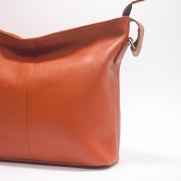 ★正在生產★預計4月20日左右發貨★日本製造★真皮★斜挎包★橙棕色★A4透明文件夾★ 第6張的照片