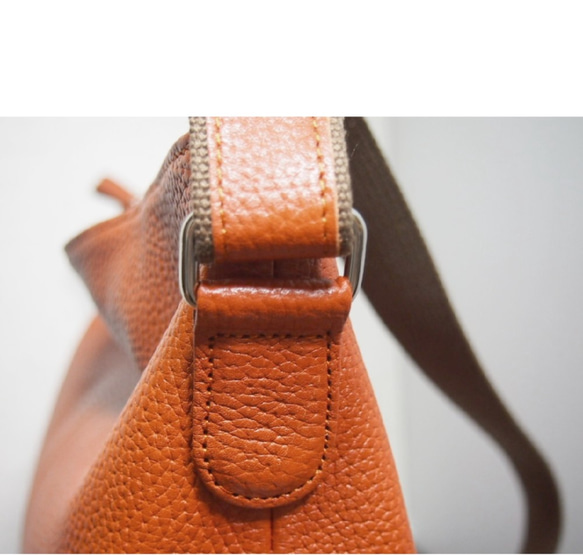 ★正在生產★預計4月20日左右發貨★日本製造★真皮★斜挎包★橙棕色★A4透明文件夾★ 第7張的照片