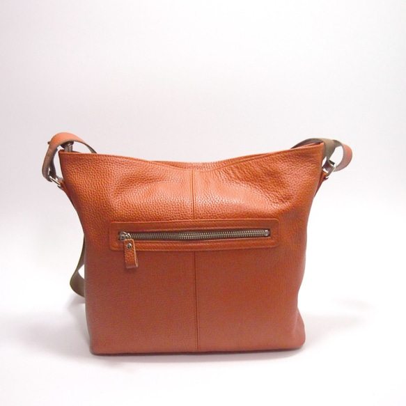 ★正在生產★預計4月20日左右發貨★日本製造★真皮★斜挎包★橙棕色★A4透明文件夾★ 第8張的照片