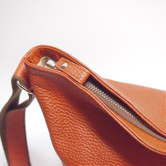 ★正在生產★預計4月20日左右發貨★日本製造★真皮★斜挎包★橙棕色★A4透明文件夾★ 第10張的照片