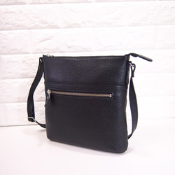 ★ハンドメイド★日本製★ソフト・本革★斜め掛けショルダーバッグ★クロ色★お財布★ 2枚目の画像