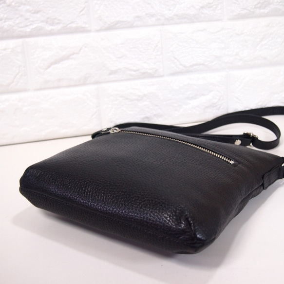 ★ハンドメイド★日本製★ソフト・本革★斜め掛けショルダーバッグ★クロ色★お財布★ 5枚目の画像