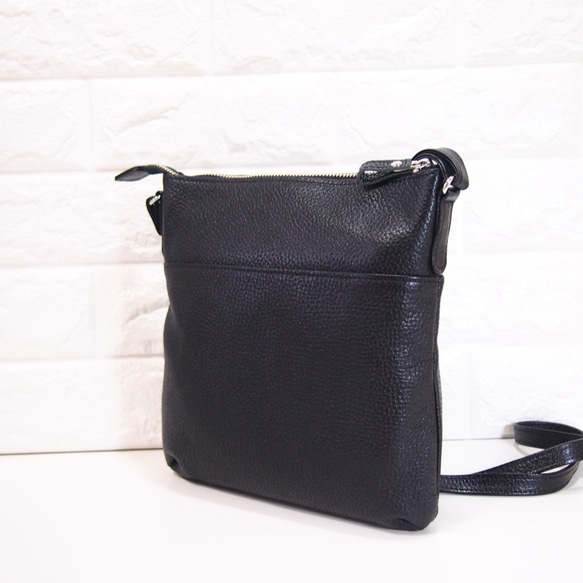 ★ハンドメイド★日本製★ソフト・本革★斜め掛けショルダーバッグ★クロ色★お財布★ 6枚目の画像