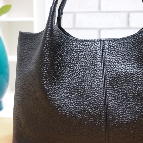 ★只今製作中★１２月２３日前後の発送予定 ★日本製★牛革★フォーマルバッグ★手提げバッグ★クロ色★コロンとしたスタイル★ 8枚目の画像