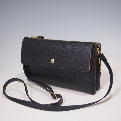 ☆ハンドメイド☆日本製☆本革☆お財布ポシェット☆サコッシュ☆カブセ  