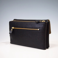 ★手工製作★日本製造★真皮★錢包袋★小背包★翻蓋/L 型拉鍊★單肩包★黑色★智慧型手機 第7張的照片