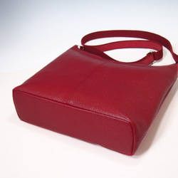 ★手工製作★日本製造★柔軟真皮★大號斜挎包★紅色★垂直★超輕★ 第6張的照片