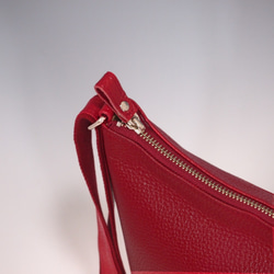 ★手工製作★日本製造★柔軟真皮★大號斜挎包★紅色★垂直★超輕★ 第8張的照片