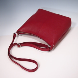★手工製作★日本製造★柔軟真皮★大號斜挎包★紅色★垂直★超輕★ 第9張的照片