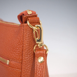 ★ハンドメイド★日本製★本革★横型・斜め掛けショルダーバッグⅡ★お財布★スマホ★オレンジチャ色★ゴールド金具★超軽量★ 7枚目の画像