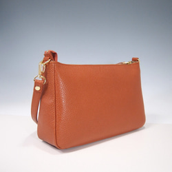 ★ハンドメイド★日本製★本革★横型・斜め掛けショルダーバッグⅡ★お財布★スマホ★オレンジチャ色★ゴールド金具★超軽量★ 8枚目の画像