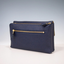 ★手工製作★日本製造★真皮★錢包袋★小背包★翻蓋/L 型拉鍊★單肩包★海軍藍★智慧型手機 第9張的照片