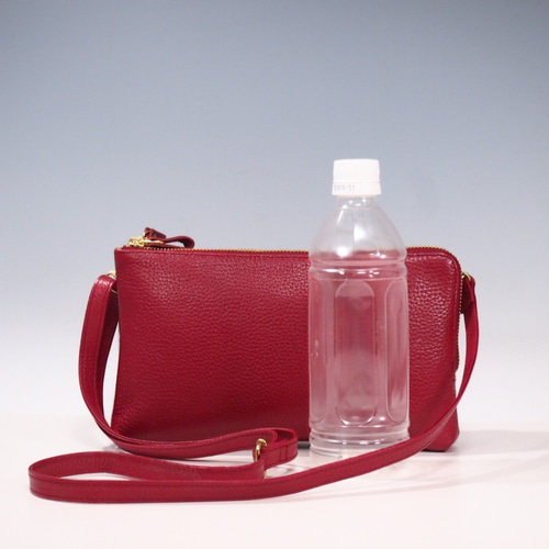 ☆ハンドメイド☆本革☆お財布ポシェット☆ダブルファスナー☆ハンドル  