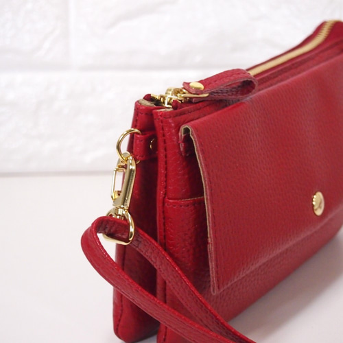 ☆ハンドメイド☆日本製☆ソフト・本革☆お財布ポシェット☆財布機能  