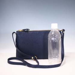 ★手工製作★日本製造★真皮★錢包★大號L型拉鍊★斜背包★海軍藍★智慧型手機★ 第6張的照片