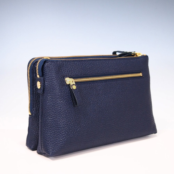 ★手工製作★日本製造★真皮★錢包★大號L型拉鍊★斜背包★海軍藍★智慧型手機★ 第9張的照片