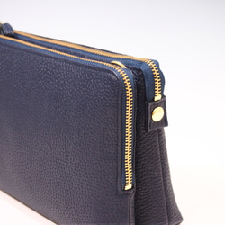 ★手工製作★日本製造★真皮★錢包★大號L型拉鍊★斜背包★海軍藍★智慧型手機★ 第10張的照片