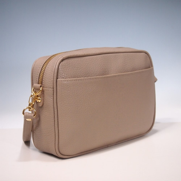 ★日本製造★牛皮★方形★斜挎包★單肩包★錢包袋★手機袋★灰褐色★超輕★ 第7張的照片