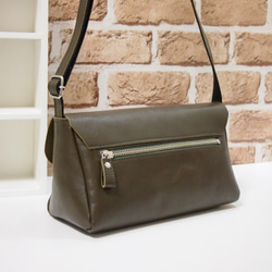 ★手工製作★日本製造★真皮★數位皮革/隨時間變化★覆蓋/斜挎單肩包★卡其色★錢包手拿包★ 第6張的照片