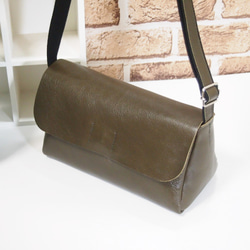 ★手工製作★日本製造★真皮★數位皮革/隨時間變化★覆蓋/斜挎單肩包★卡其色★錢包手拿包★ 第7張的照片