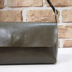 ★手工製作★日本製造★真皮★數位皮革/隨時間變化★覆蓋/斜挎單肩包★卡其色★錢包手拿包★ 第9張的照片