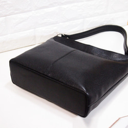 ★手工製作★日本製造★柔軟真皮★兩用肩包（長柄/單肩）★黑色★可拆卸手柄★ 第5張的照片