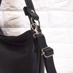 ★手工製作★日本製造★柔軟真皮★兩用肩包（長柄/單肩）★黑色★可拆卸手柄★ 第7張的照片