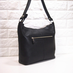 ★手工製作★日本製造★柔軟真皮★兩用肩包（長柄/單肩）★黑色★可拆卸手柄★ 第8張的照片