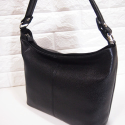 ★手工製作★日本製造★柔軟真皮★兩用肩包（長柄/單肩）★黑色★可拆卸手柄★ 第9張的照片