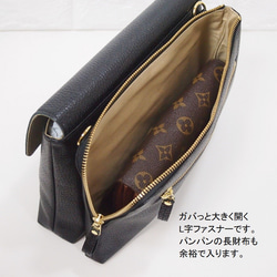 ★手工製作★柔軟真皮★錢包袋★翻蓋，L 型拉鍊，大尺寸★斜挎包★海軍藍★ 第5張的照片