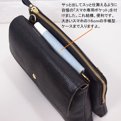 ★手工製作★柔軟真皮★錢包袋★翻蓋，L 型拉鍊，大尺寸★斜挎包★海軍藍★ 第9張的照片