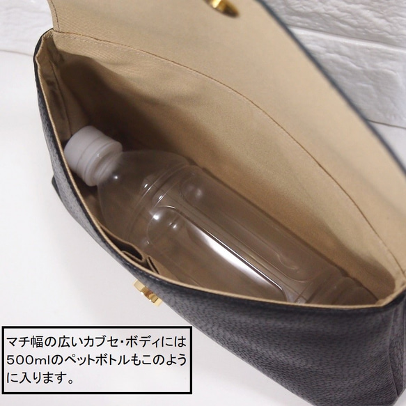 ★手工製作★柔軟真皮★錢包袋★翻蓋，L 型拉鍊，大尺寸★斜挎包★海軍藍★ 第10張的照片