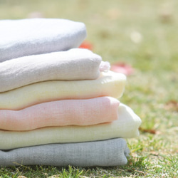 播州織　オーガニックコットンストール　古代紫（ライトラベンダー） 3枚目の画像