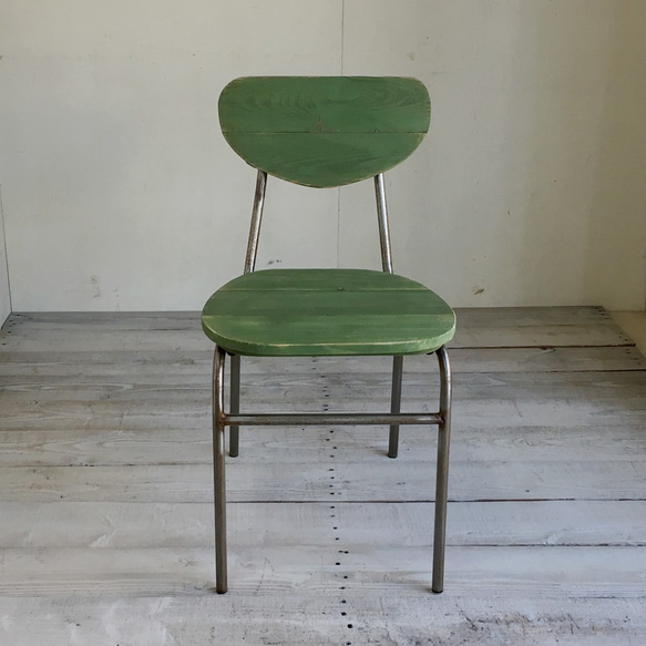 リサイクルウッド☆ダイニングチェア ラウンド リーフグリーン 椅子