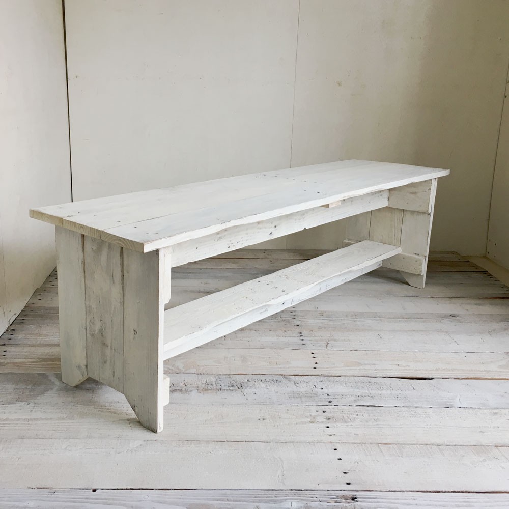 リサイクルウッド☆幅140cm ベンチ L ホワイト