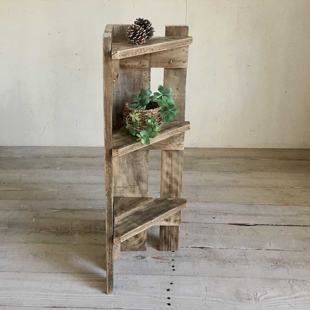 リサイクルウッド☆コーナーラックミニ３段