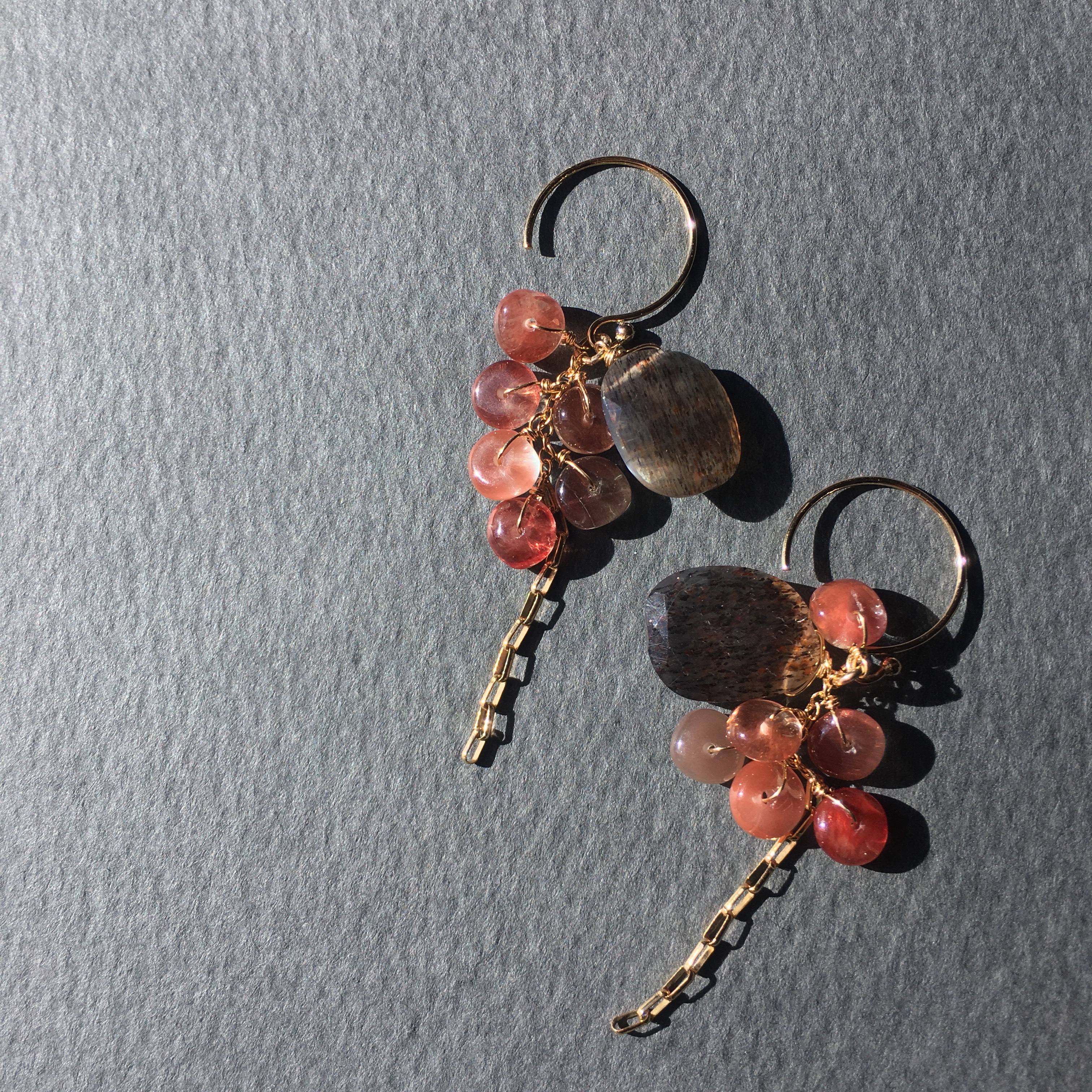 【14kgf】**アンデシン×ゴールデンサンムーンストーンピアス**