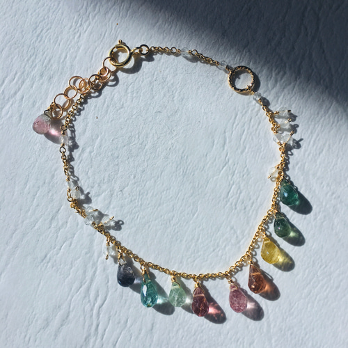 14kgf】**トルマリンレインボーcolorブレスレット** ブレスレット yume 